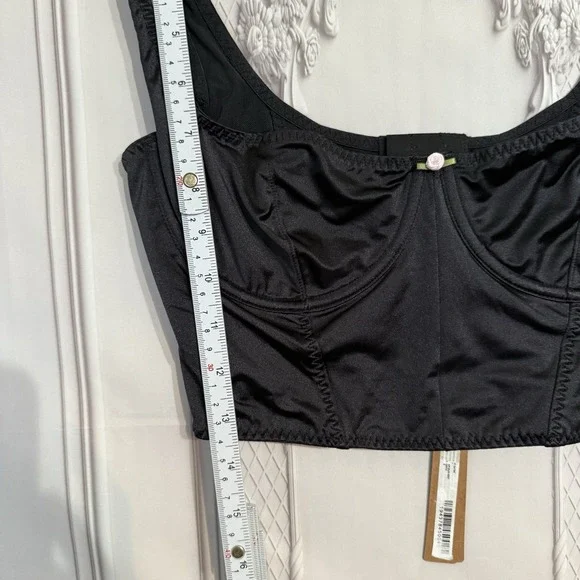 SKIMS STRETCH SATIN UNDERWIRE CORSET ONYX BLACK SIZE SMALL NWT $68